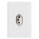 Cj Tomada 10A Vertical 4x2 - Novara Branco C/ Ouro Rose